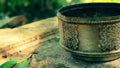 old aluminium mug for coffe making on sand Royalty Free Stock Photo