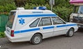 Old ambulance car Polonez at a car show