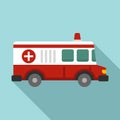 Old ambulance icon, flat style Royalty Free Stock Photo