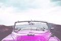 Old Cuban Car in watercolor pink Royalty Free Stock Photo