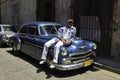 Old American cars in the streets of Cuba Royalty Free Stock Photo