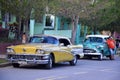 Old American cars in Vinales, Cuba Royalty Free Stock Photo