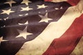 Old American flag as background, closeup view. National symbol of USA Royalty Free Stock Photo