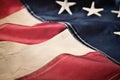 Old American flag as background, closeup view. National symbol of USA Royalty Free Stock Photo