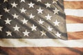 Old American flag as background, top view. National symbol of USA Royalty Free Stock Photo