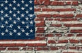 old american flag on the grunge brick wall concept of 4th july independence day Royalty Free Stock Photo