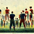 old american football styled illustration, sport contest poster, ai generated image
