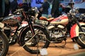 Old American motorcycle Harley Davidson WLD and old Austrian motorcycle PUCH 250 S4. Close up