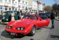 Old vetran retro vintage red American sports open top car Corvette Royalty Free Stock Photo