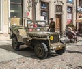 Old American Willys jeep military car parked