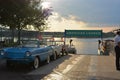 Old amphibian car with driver - Walt disney world springs downtown Royalty Free Stock Photo