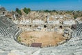 Old amphitheater in Side, Turkey. Panorama view photo. Ruins of ancient city Royalty Free Stock Photo