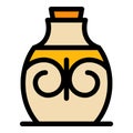 Old amphora icon color outline vector