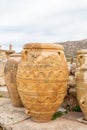 Old amphoras in Knossos palace on Crete island, Greece Royalty Free Stock Photo