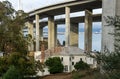 Old Anachronistic House Beneath Overpass Royalty Free Stock Photo