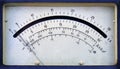 Old analog ammeter and voltmeter scale close up