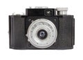 Old analog camera on film 35mm format isolated on a white background Royalty Free Stock Photo