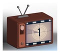 Old analog tube television with a countdown to the start of the movie on the screen. Old film in retro style. Vector illustration Royalty Free Stock Photo