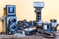 Old analogue photographic cameras Royalty Free Stock Photo