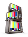 Old analogue television stack. 3D illustration Royalty Free Stock Photo