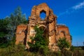 Old ancient abandoned church ruins overgrown by plants Royalty Free Stock Photo