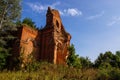 Old ancient abandoned church ruins overgrown by plants Royalty Free Stock Photo