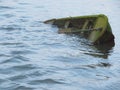 old ancient boat sunken in poor condition abandoned Royalty Free Stock Photo