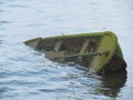old ancient boat sunken in poor condition abandoned Royalty Free Stock Photo
