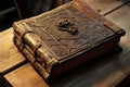 Old Ancient book on wooden table. Generate Ai Royalty Free Stock Photo