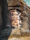 Old Ancient Carving Of A Monkey Like Figure Carved Inside Stone On Indian Fort