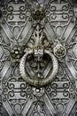 Old ancient iron detailed decorated door with a door knocker