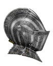 Old ancient medieval helmet isolated on white