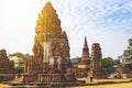 Old ancient pagoda in Lopburi thailand, with Old Exterior Brick