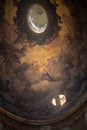 Old ancient painting, fresco on church ceiling. Dome interior decoration. Christian Church of St. Peter. April of 2013