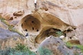 Old ancient residential caves cut down in the mountain valley of Cappadocia