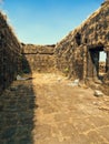 Old Ancient Ruins Of A Stone Structure Building Of A Fort Of Chatrapati Shivaji Mahraj In Western Sahyadri Ghats Of India