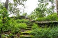 Old ancient stone stairs with moss. Royalty Free Stock Photo