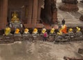 Old Ancient Temple. line of buddha statue in wat yai chaimongkol , ayutthaya , Thailand Royalty Free Stock Photo