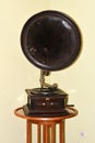 Old ancient vintage gramophone on white background