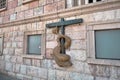 Old and ancient wall and army emblem of exhibition besiktas