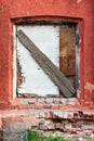 Old ancient window with grunge brick wall Royalty Free Stock Photo