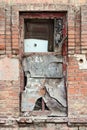 Old ancient window with grunge brick wall Royalty Free Stock Photo