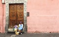 OLD ANDEAN WOMAN AND GIRL IN QUITO