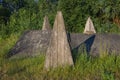 Old anti-tank barriers of the Great Patriotic War period. Novgorod Region. Russia