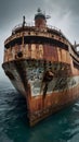Rustic Cargo container transport ship in the ocean Royalty Free Stock Photo