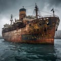 Rustic Cargo container transport ship vessel Royalty Free Stock Photo