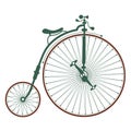 Old antique bicycle with large wheel and small wheel