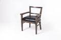 old antique black leather wing arm chair eighteenth or nineteenth century