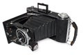 Old, antique, black, pocket camera, camera model Agfa Billy Record. Royalty Free Stock Photo