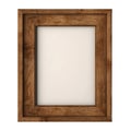 Old antique brown centered wooden frame isolated on transparent white background